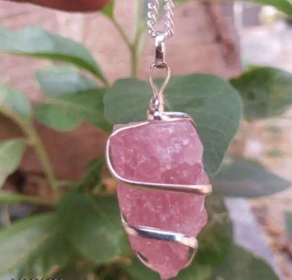 2 Rose Quartz Raw |Crystal Healing Pendant|Attracts Positive Energy and Love,release negativity, reduce emotional stress, and promote inner peace.