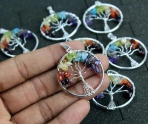 Seven Chakra Tree Pendant | emotional balance, mental clarity, confidence, creativity, love, communication, intuition.