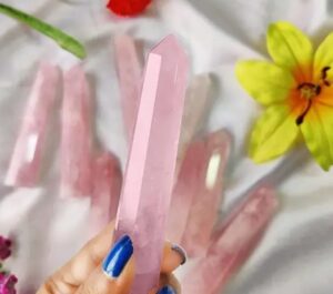 Rose Quartz Wands | Self-love, compassion, emotional healing, and positive relationships.