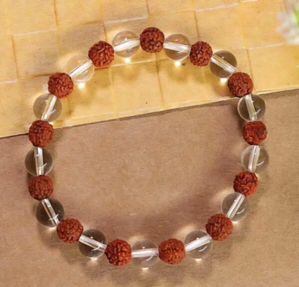 Rudraksha & Clear Quartz Natural Bracelet |For mental clarity, emotional balance, spiritual protection, and inner peace
