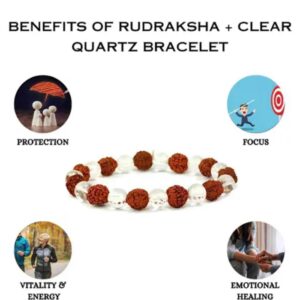Rudraksha & Clear Quartz Natural Bracelet |For mental clarity, emotional balance, spiritual protection, and inner peace